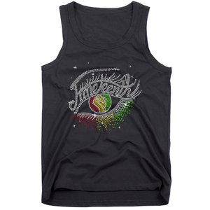 Juneteenth Eyes Rhinestone Black Wo Queen Afro Black Tank Top