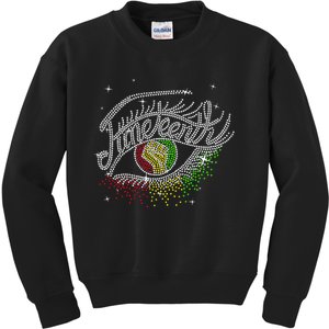 Juneteenth Eyes Rhinestone Black Wo Queen Afro Black Kids Sweatshirt