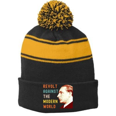 Julius Evola Revolt Against The Modern World Stripe Pom Pom Beanie