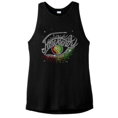 Juneteenth Eyes Rhinestone Black Women Queen Afro Black Ladies PosiCharge Tri-Blend Wicking Tank