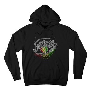 Juneteenth Eyes Rhinestone Black Women Queen Afro Black Hoodie