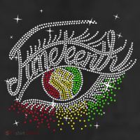 Juneteenth Eyes Rhinestone Black Women Queen Afro Black Beanie
