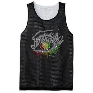 Juneteenth Eyes Rhinestone Black Women Queen Afro Black Mesh Reversible Basketball Jersey Tank