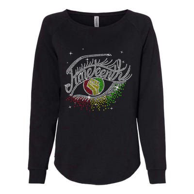 Juneteenth Eyes Rhinestone Black Women Queen Afro Black Womens California Wash Sweatshirt