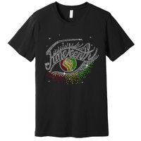 Juneteenth Eyes Rhinestone Black Women Queen Afro Black Premium T-Shirt