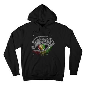 Juneteenth Eyes Rhinestone Black Women Queen Afro Black Tall Hoodie