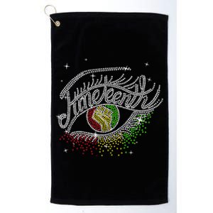 Juneteenth Eyes Rhinestone Black Wo Queen Afro Black Platinum Collection Golf Towel