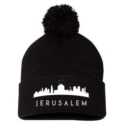 Jerusalem Skyline Pom Pom 12in Knit Beanie
