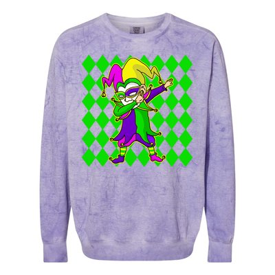 Jester Dabbing Mardi Gras Colorblast Crewneck Sweatshirt