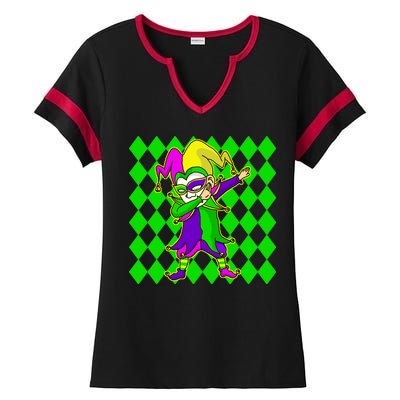 Jester Dabbing Mardi Gras Ladies Halftime Notch Neck Tee