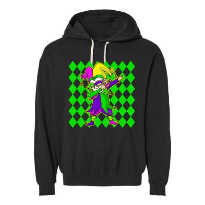 Jester Dabbing Mardi Gras Garment-Dyed Fleece Hoodie