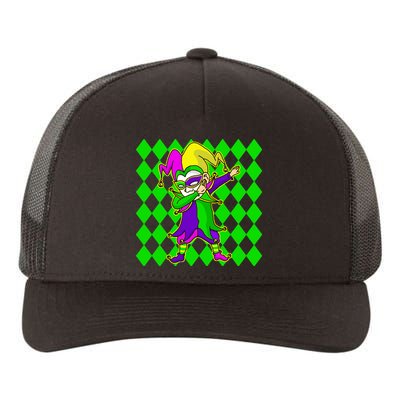 Jester Dabbing Mardi Gras Yupoong Adult 5-Panel Trucker Hat