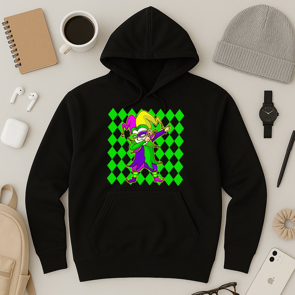 Jester Dabbing Mardi Gras Hoodie