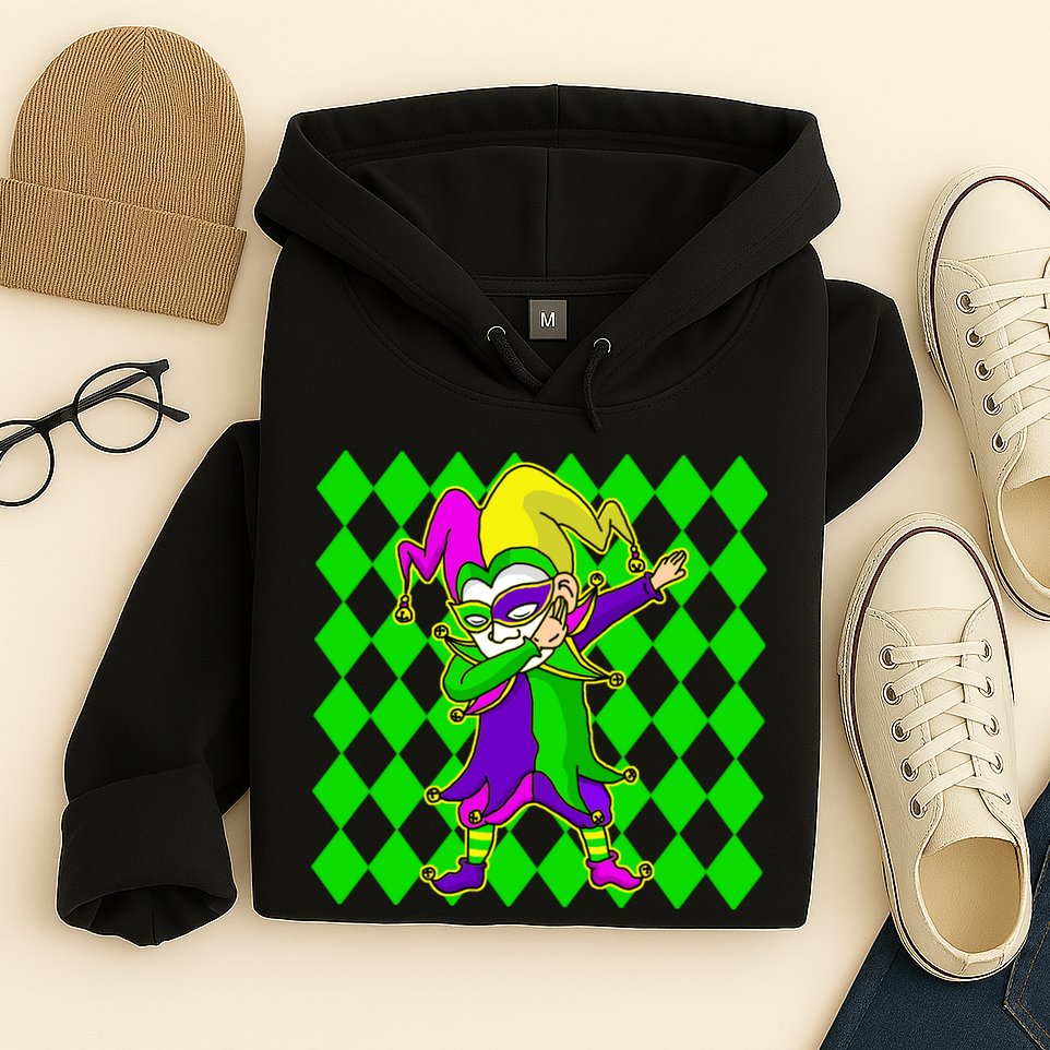 Jester Dabbing Mardi Gras Hoodie
