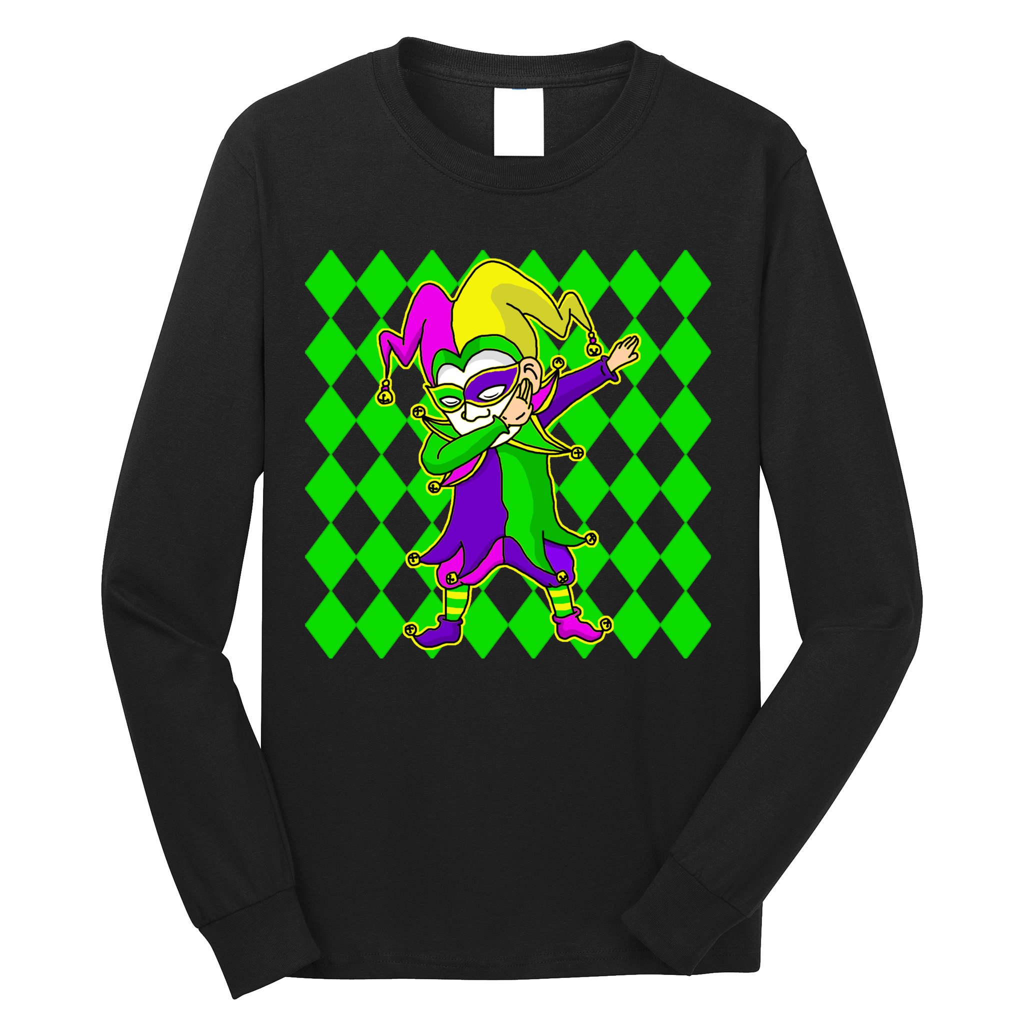 Jester Dabbing Mardi Gras Long Sleeve Shirt