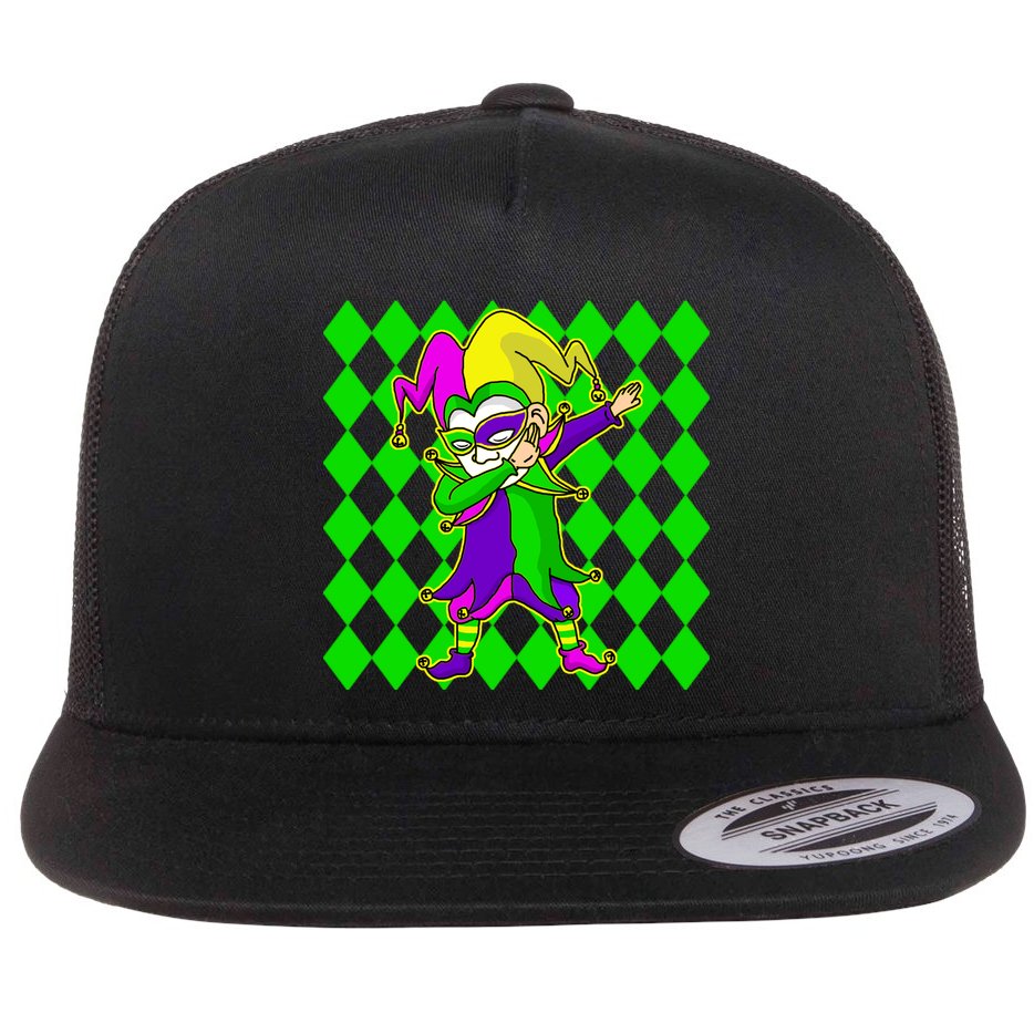 Jester Dabbing Mardi Gras Flat Bill Trucker Hat