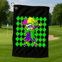 Jester Dabbing Mardi Gras Golf Towel