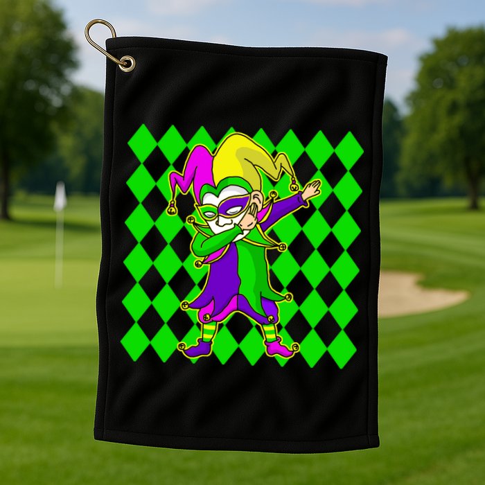 Jester Dabbing Mardi Gras Golf Towel