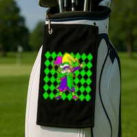 Jester Dabbing Mardi Gras Golf Towel