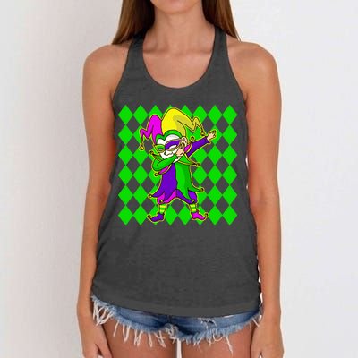 Jester Dabbing Mardi Gras Women's Knotted Racerback Tank