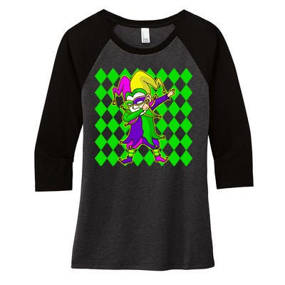 Jester Dabbing Mardi Gras Women's Tri-Blend 3/4-Sleeve Raglan Shirt