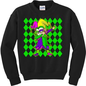 Jester Dabbing Mardi Gras Kids Sweatshirt