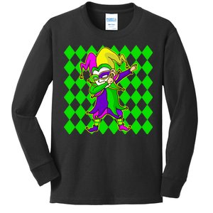 Jester Dabbing Mardi Gras Kids Long Sleeve Shirt