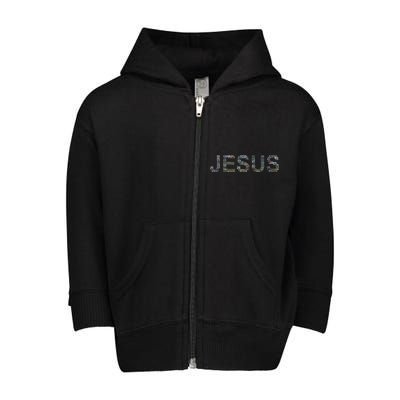 Jesus - Power is in the Name Word Mashup Toddler Zip Fleece Hoodie