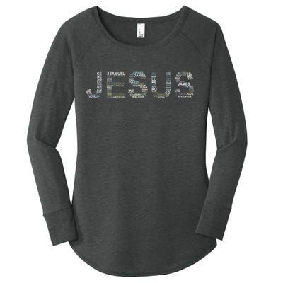 Jesus - Power is in the Name Word Mashup Women's Perfect Tri Tunic Long Sleeve Shirt