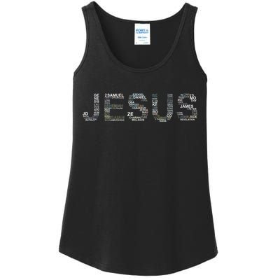 Jesus - Power is in the Name Word Mashup Ladies Essential Tank