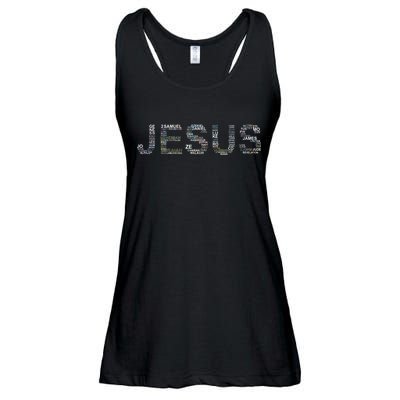 Jesus - Power is in the Name Word Mashup Ladies Essential Flowy Tank