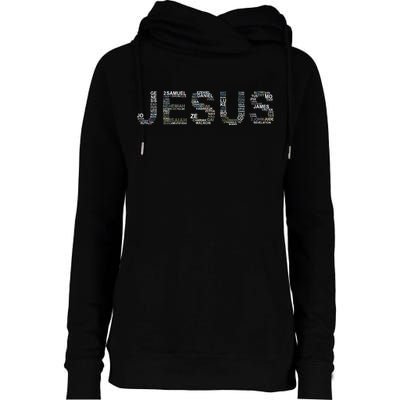 Jesus - Power is in the Name Word Mashup Womens Funnel Neck Pullover Hood