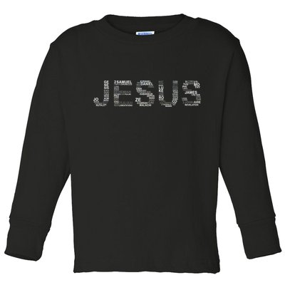 Jesus - Power is in the Name Word Mashup Toddler Long Sleeve Shirt
