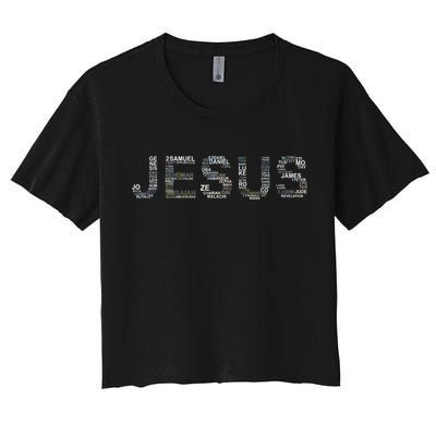 Jesus - Power is in the Name Word Mashup Women's Crop Top Tee