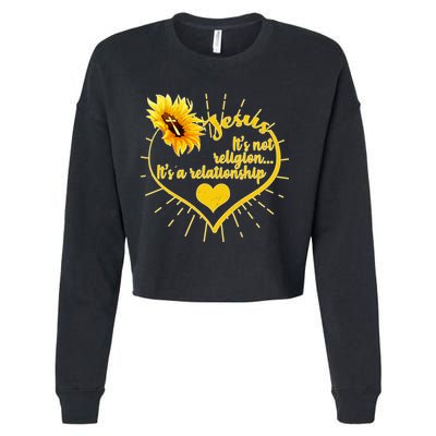 Jesus  It's Not Religion It's A Relationship Cropped Pullover Crew