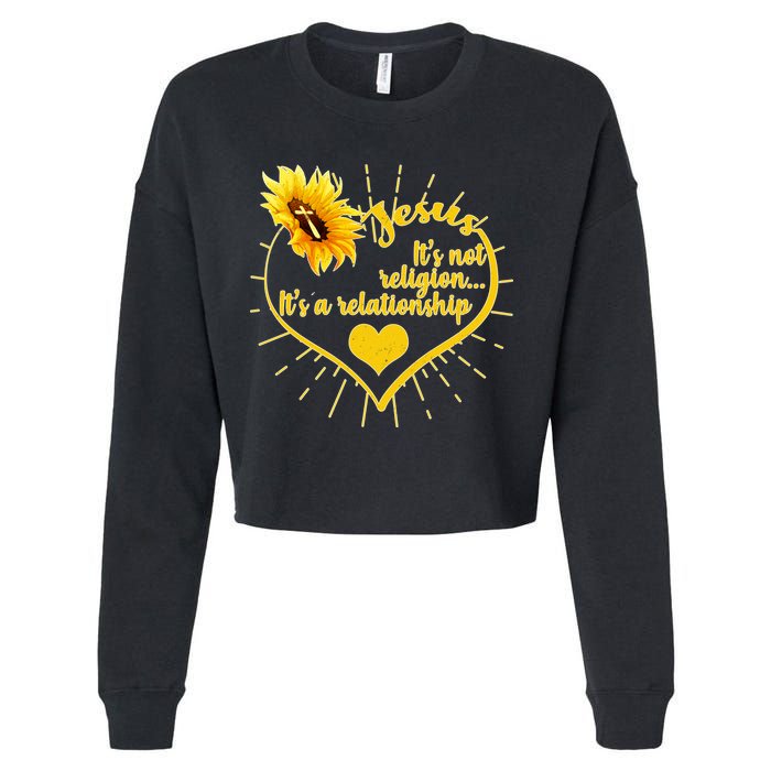 Jesus  It's Not Religion It's A Relationship Cropped Pullover Crew