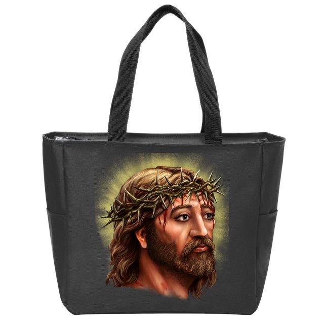 Jesus Abstract Portrait Zip Tote Bag