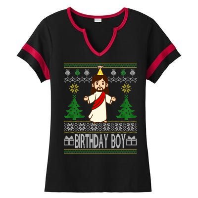 Jesus Birthday Boy Ugly Christmas Ladies Halftime Notch Neck Tee