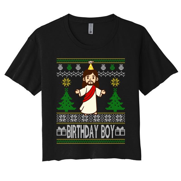 Jesus Birthday Boy Ugly Christmas Crop Top
