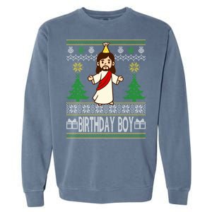 Jesus Birthday Boy Ugly Christmas Garment-Dyed Sweatshirt