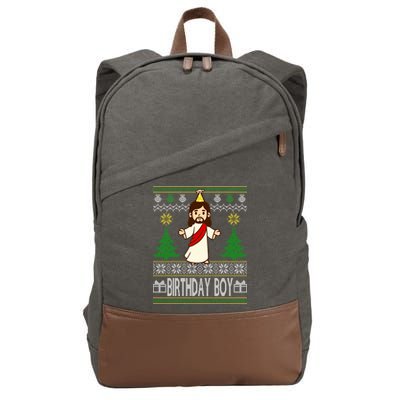 Jesus Birthday Boy Ugly Christmas Cotton Canvas Backpack