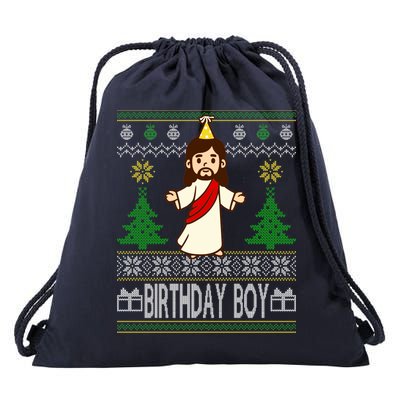 Jesus Birthday Boy Ugly Christmas Drawstring Bag