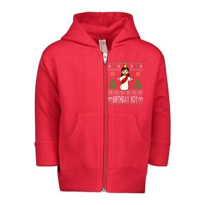 Jesus Birthday Boy Ugly Christmas Toddler Zip Fleece Hoodie