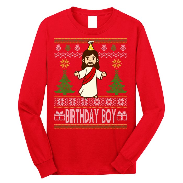 Jesus Birthday Boy Ugly Christmas Long Sleeve Shirt