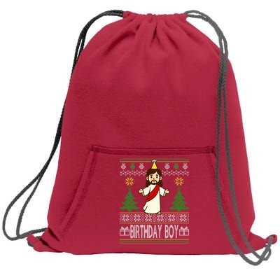 Jesus Birthday Boy Ugly Christmas Sweatshirt Cinch Pack Bag