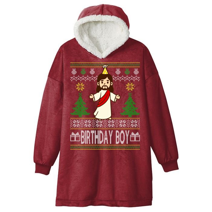 Jesus Birthday Boy Ugly Christmas Hooded Wearable Blanket