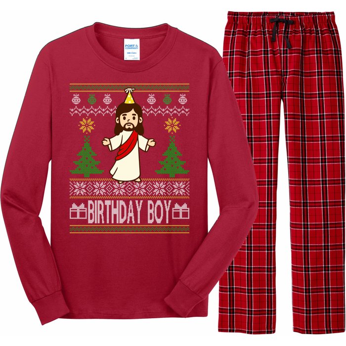 Jesus Birthday Boy Ugly Christmas Long Sleeve Pajama Set