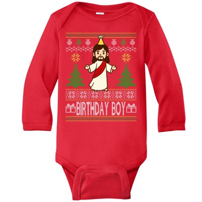 Jesus Birthday Boy Ugly Christmas Baby Long Sleeve Bodysuit