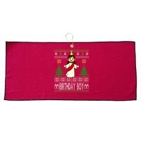 Jesus Birthday Boy Ugly Christmas Large Microfiber Waffle Golf Towel