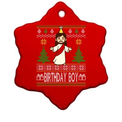 Jesus Birthday Boy Ugly Christmas Ceramic Star Ornament